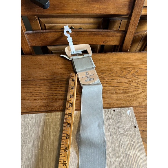 NY & Co Woven Elastic Steel Gray Faux Leather Stretch Belt Sz L / XL - Picture 8 of 8